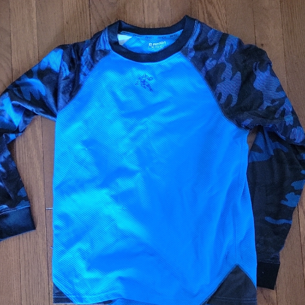 AND1 Blue and Black Long Sleeve Kids Tee